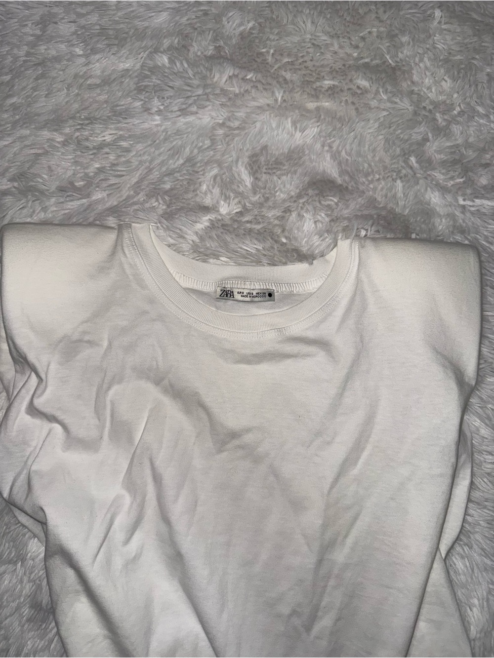Zara White Shoulder pad Crewneck Top - Picture 3 of 4